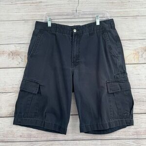 Rusty Cargo Shorts Mens 34 Black‎ Cotton Multi-Pocket Utility Skate Casual